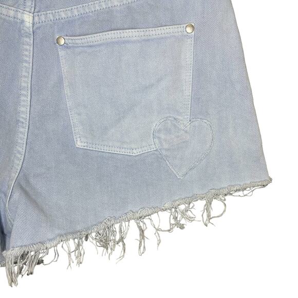 Madewell x Where I Was From Cutoff Jean Shorts Light Blue Heart Patch - Size 26 - Picture 6 of 10